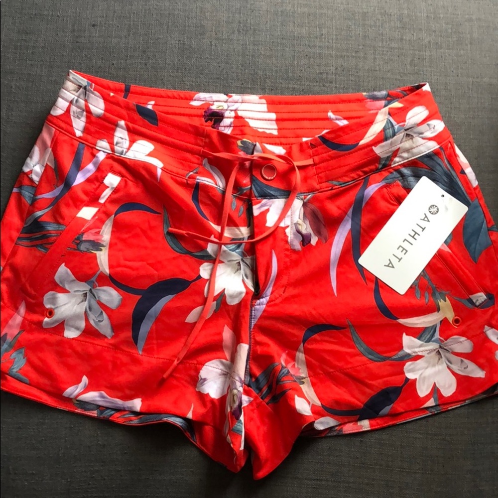 Athleta Red Floral Swim Shorts